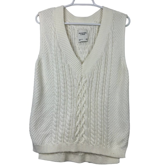 Abercombie & Fitch Cable knit Sweater Vest White XS - Picture 1 of 7
